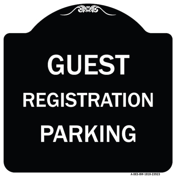 Signmission Guest Registration Parking Heavy-Gauge Aluminum Architectural Sign, 18" x 18", BW-1818-23923 A-DES-BW-1818-23923 - main